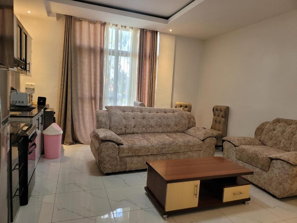 Living room in a corporate apartment at Wintana Kigali