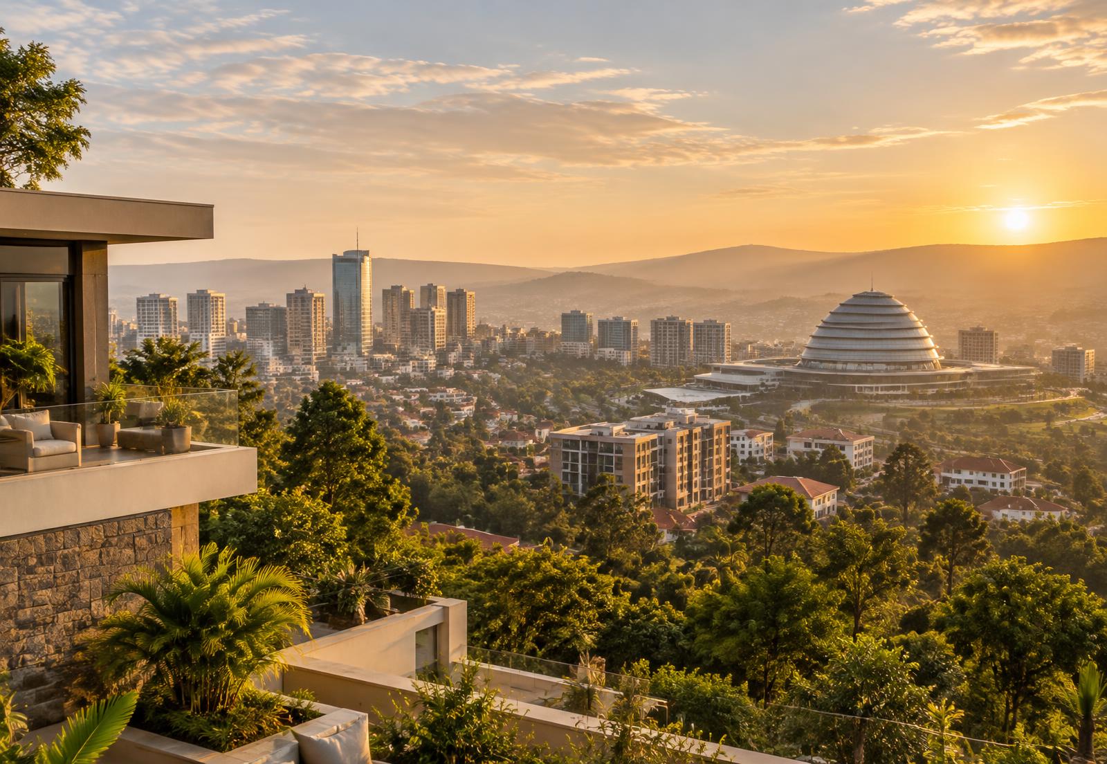 Kigali skyline in warm light